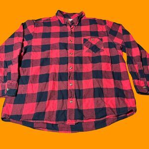 Field & Stream Heavy Flannel Red Black Plaid Button Up Long Sleeve Size 2XL
